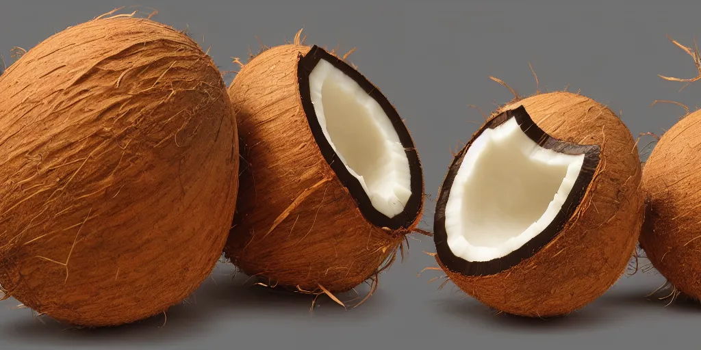 Prompt: now, the coconut nut is a big, big nut,, silly, symmetric, dynamics lighting, cinematic,