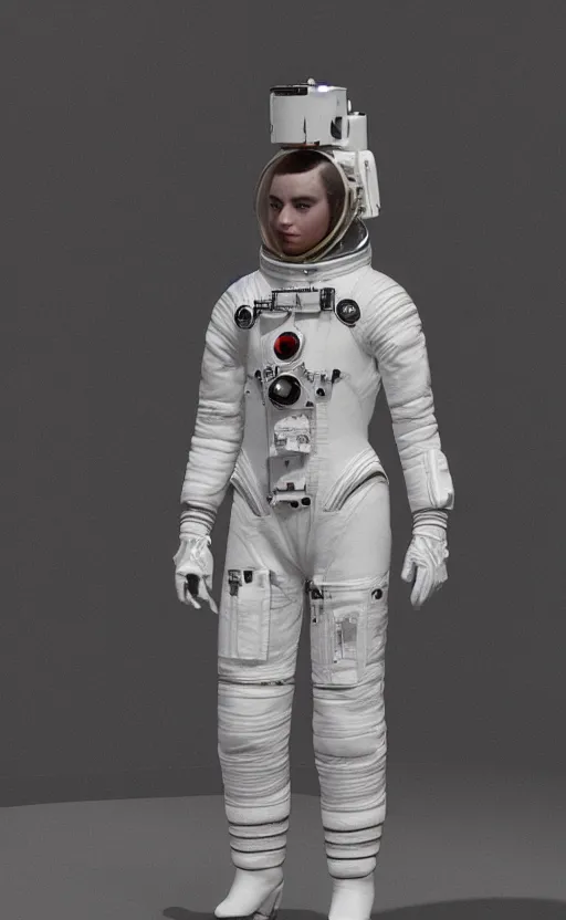 Prompt: hybrid fashion model astronaut wearing a dress designed by alexander mcqueen, catwalk, soft ambient lighting, photorealism, unreal engine