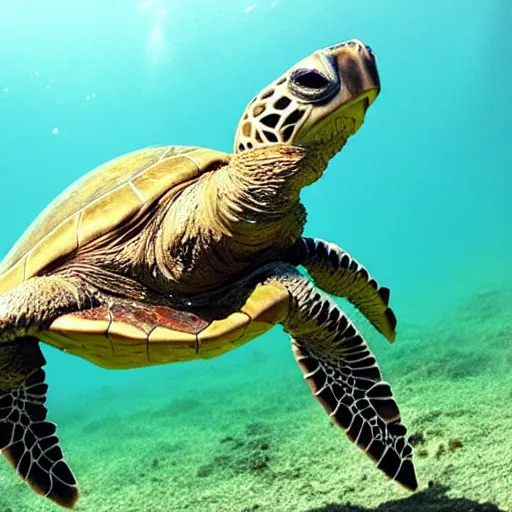 Image similar to turtle saluting underwater