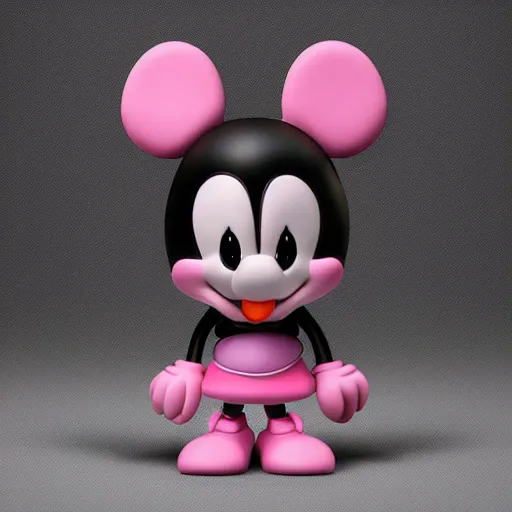 Image similar to miney mouse designer toy by kaws, octane render, hyper realistic, cute, kawaii, 8 k,