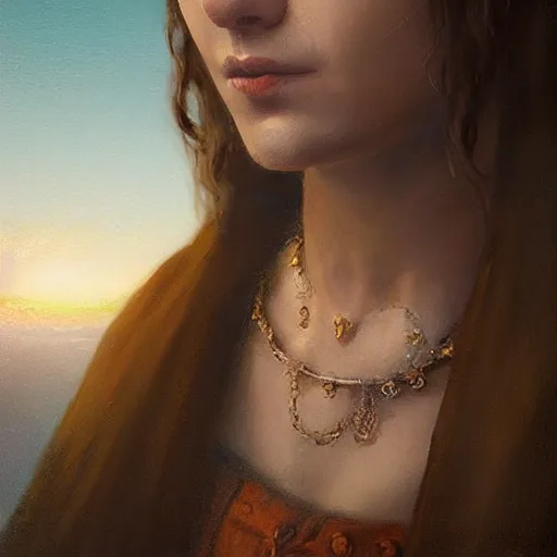 Image similar to renaissance italian fortune teller, armitage, closeup portrait, sunset, gorgeous view, depth, painted by seb mckinnon, high detail, digital art, painted by greg rutkowski, trending on artstation