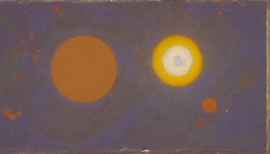 Prompt: the sun being blocked by a hexagon in space, planet earth in the foreground, painted by miro