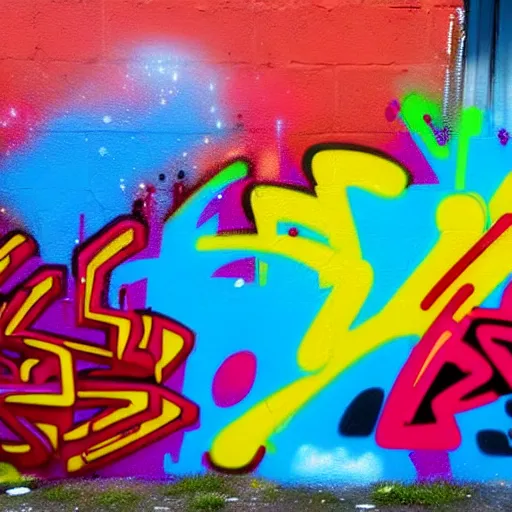 Image similar to graffiti, explosion of colored painting ,