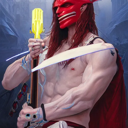 Prompt: buckethead the musician as vega from street fighter, ultra realistic, concept art, intricate details, eerie, highly detailed, photorealistic, octane render, 8 k, unreal engine. art by artgerm and greg rutkowski and magali villeneuve and alphonse mucha