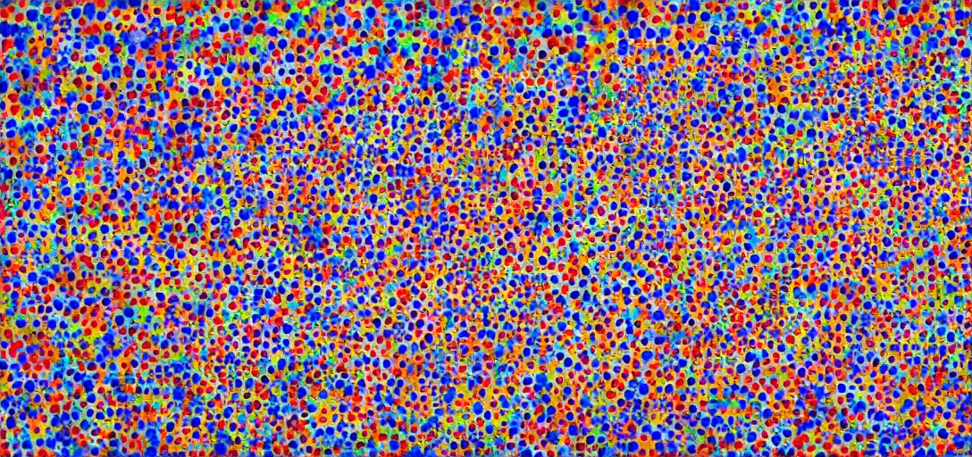 Image similar to clown apocalypse by yayoi kusama