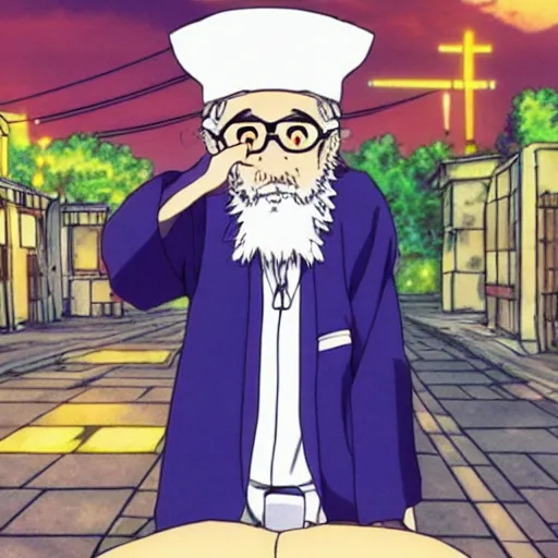 Prompt: lofi rabbi miyazaki anime