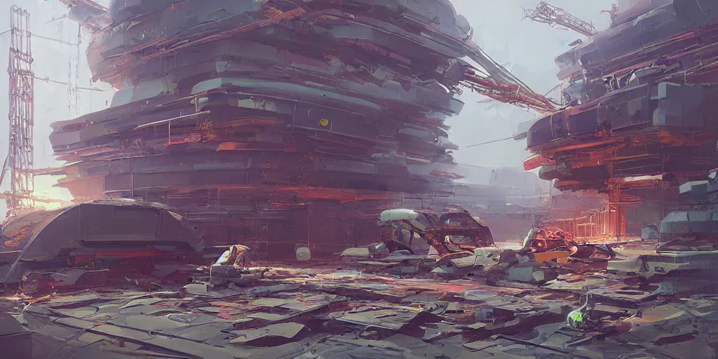 Image similar to scifi construction place. bysergey kolesov