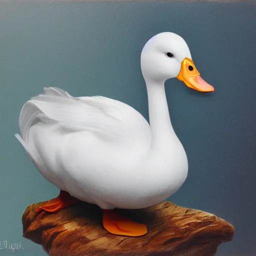 Image similar to realistic white duck portrait. studio photo. cute