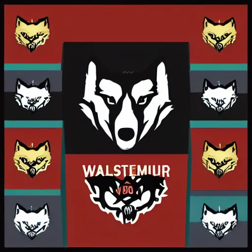 Prompt: premium wolf vector logo. 2d