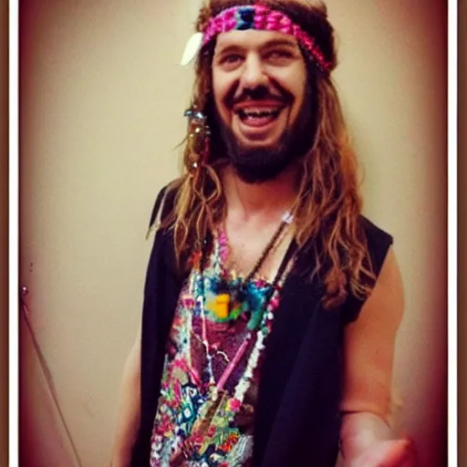 Image similar to party animal with a hippie custume