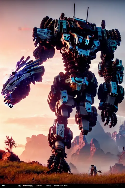 Prompt: a cinematic still from horizon zero dawn and pacific rim and westworld, full body ape mech, armored core, intact humanoid servo, octane render, nvidia raytracing demo, masterpiece, aged armor plating, decipticon armor plating, aggressive head, endoekeleton exposure