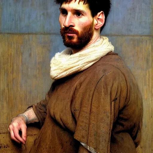 Image similar to a portrait of lionel messi by lawrence alma - tadema
