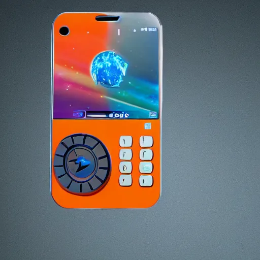 Image similar to a futuristic phone with texts and emojis from another universe