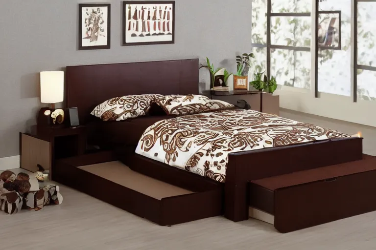 Image similar to a bed made of chocolate