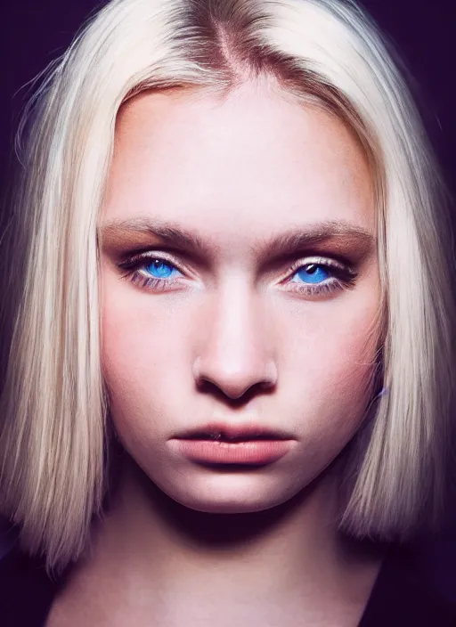 Prompt: Kodak Portra 400, 8K, soft light, volumetric lighting, highly detailed, britt marling style 3/4 symmetrical photographic extreme Close-up face of a extreme beautiful girl with blond hair and freakles, Hasselblad X1D-50C,, medium format, soft light