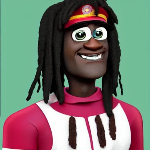 Prompt: Funny how this looks almost photorealistic but it's some cartoonified pixar-esque rendition of chief keef