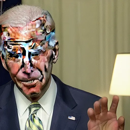 Prompt: trail cam footage of Joe biden