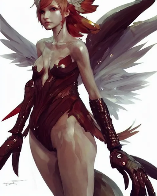 Prompt: concept art of a winged woman, final fantasy, highly detailed painting by dustin nguyen, akihiko yoshida, greg tocchini, 4 k, trending on artstation, 8 k