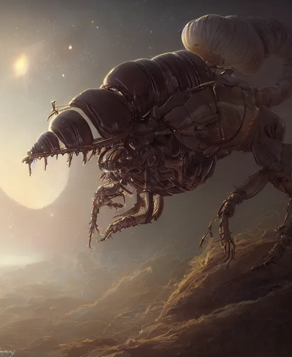 Image similar to simplicity, portrait of an alien insect fungus creature, adorable, childlike, milky way environment, ultra realistic, concept art, intricate details, cheerful, highly detailed, photorealistic, octane render, 8 k, unreal engine. art by christopher marley and artgerm and greg rutkowski and alphonse mucha