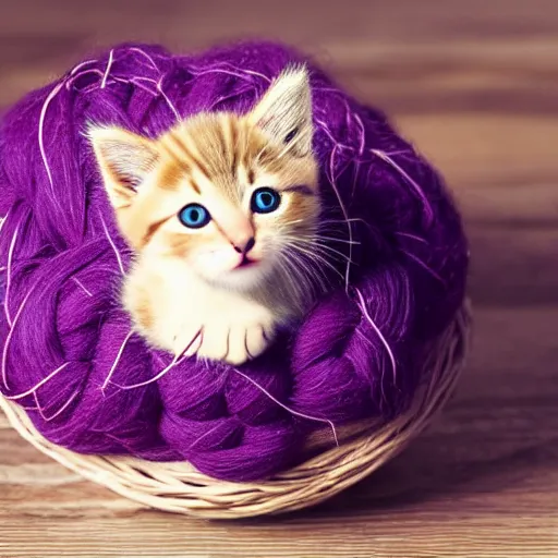 Image similar to photo of a kitten made of a ball of yarn