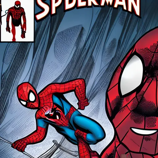 Image similar to spider man vs dead pool comic book cover