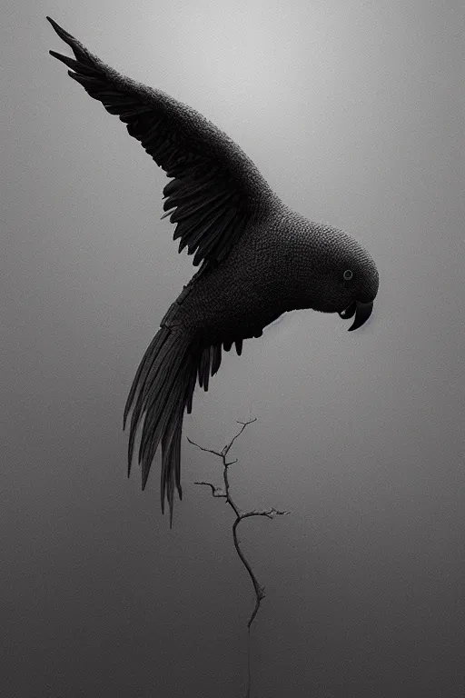 Prompt: An stochastic parrot, ethereal, extremely high detail, photorealistic, cinematic lighting, artstation, octane render, art by Zdzisław Beksiński