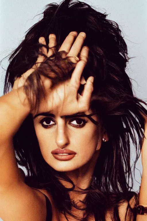 Image similar to photo of penelope cruz, in style of phil borges, mid shot, 3 5 mm, kodak gold 2 0 0