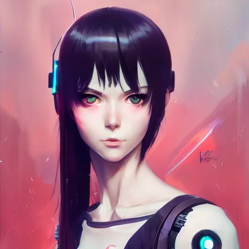 portrait Anime cyborg girl, cyberpunk, cute-fine-face,, Stable Diffusion