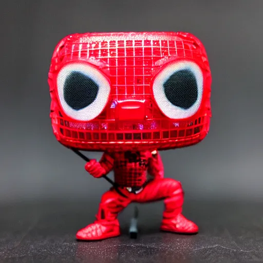 Image similar to red laser grid as a funko pop