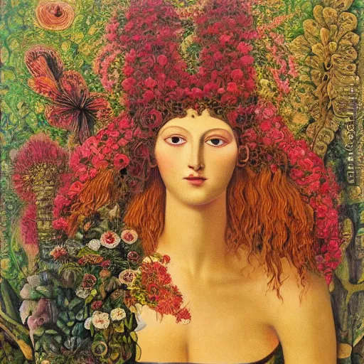 Image similar to floral portrait by wojciech siudmak and ernst fuchs, oil on canvas