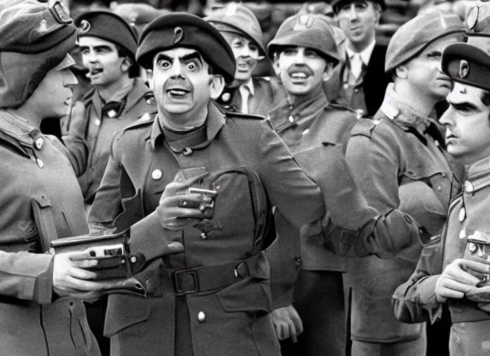 Image similar to mr bean in bbc's dad's army, 1 9 6 7