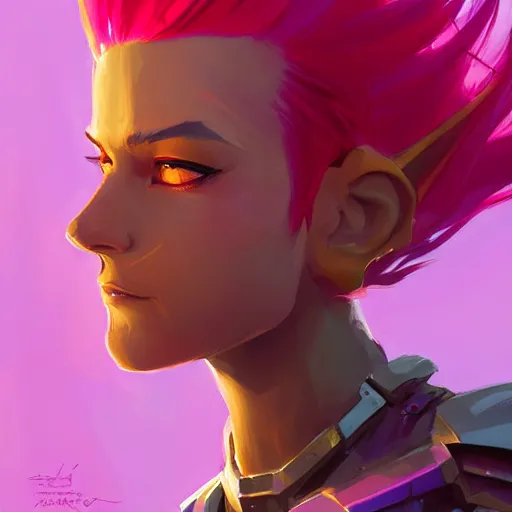 Image similar to female paladin with bright pink mohawk, portrait, behance hd artstation by jesper ejsing by rhads, makoto shinkai and lois van baarle, ilya kuvshinov, ossdraws