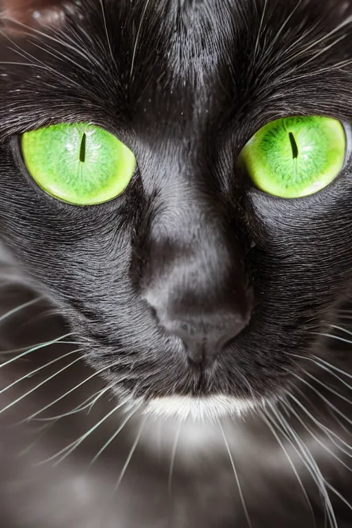 Prompt: studio photo of a green-eyed black cat