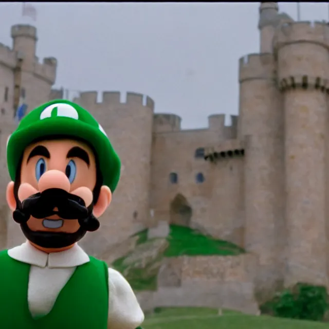 still image of charlie day dressed as luigi with a