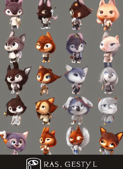 Image similar to female furry mini cute style, character adoptable, highly detailed, rendered, ray - tracing, cgi animated, 3 d demo reel avatar, style of maple story and zootopia, maple story gun girl, fox from league of legends chibi, soft shade, soft lighting