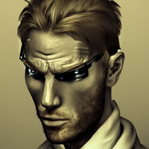 Image similar to ginger cyberpunk man with a determined expression, chiaroscuro portrait