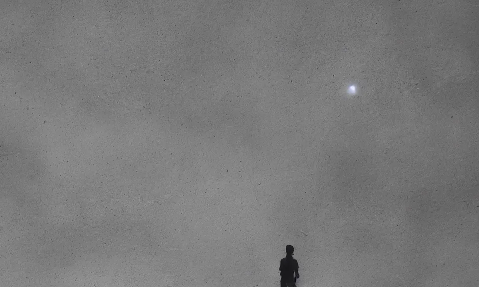 Image similar to a lonely man was running alone beneath the gaint moon,featured in artstation, cinematic, elegant, 8k