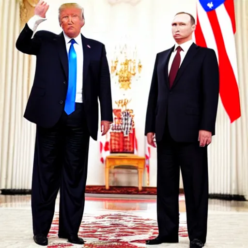 Image similar to Donald Trump and Putin as combined twins, pride