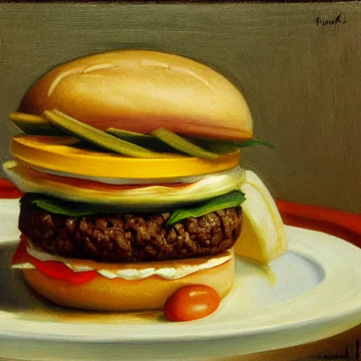 Prompt: hamburger, by Edward Hooper