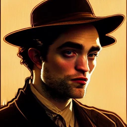 Image similar to robert pattinson as a godfather, movie poster, 4 k, highly detailed, digital painting, artstation, concept art, cinematic lighting, sharp focus, illustration, by gaston bussiere alphonse mucha