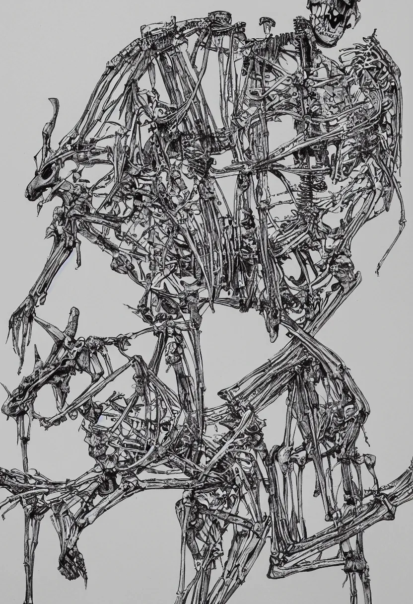 Image similar to a very cool concert t-shirt design of a kangaroo skeleton, highly detailed, line drawing