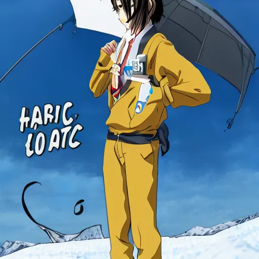 Prompt: haruhi standing in the artic