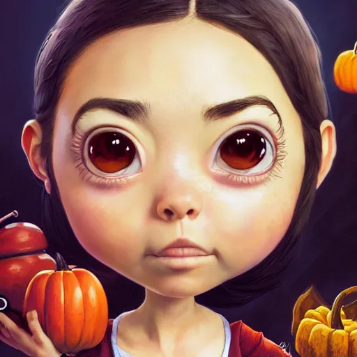 Prompt: an epic fantasy comic book style portrait painting of an extremely cute and adorable very beautiful chibi aubrey plaza, character design by mark ryden and pixar and hayao miyazaki, unreal 5, daz, hyperrealistic, octane render, cosplay, rpg portrait, dynamic lighting, intricate detail, harvest fall vibrancy, cinematic