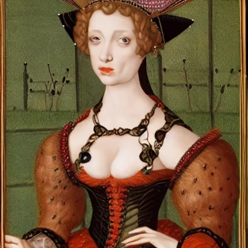 Image similar to 1 5 0 0 s interpretation of christina hendricks, fantasy,