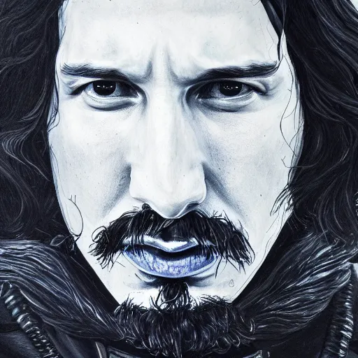 Image similar to adam driver as commander of the nights watch, incredibly detailed oil painting, high octane, trending on artstation, incredible fineline, regal, fine art museum piece, drum scanner