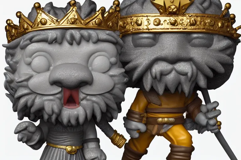 Image similar to an ultra detailed 3 d render of king richard the lionhearted as a funko pop, epic anime fantasy, 8 k, volumetric lighting, smooth, highly detailed, digital illustration, octane render, art by kentaro miura and akira toriyama and albert bierstadt and greg rutkowsi, artstation