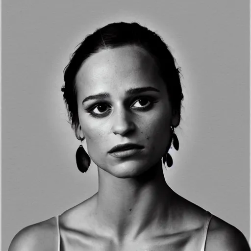 Image similar to portrait of Alicia Vikander , in the style of Goethe