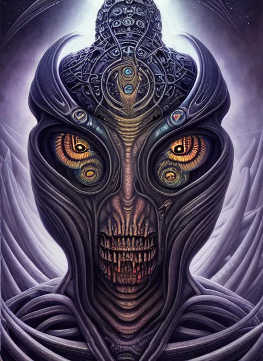 Image similar to cosmic lovecraft giger fractal random myth greek portrait, pixar style, by tristan eaton stanley artgerm and tom bagshaw.