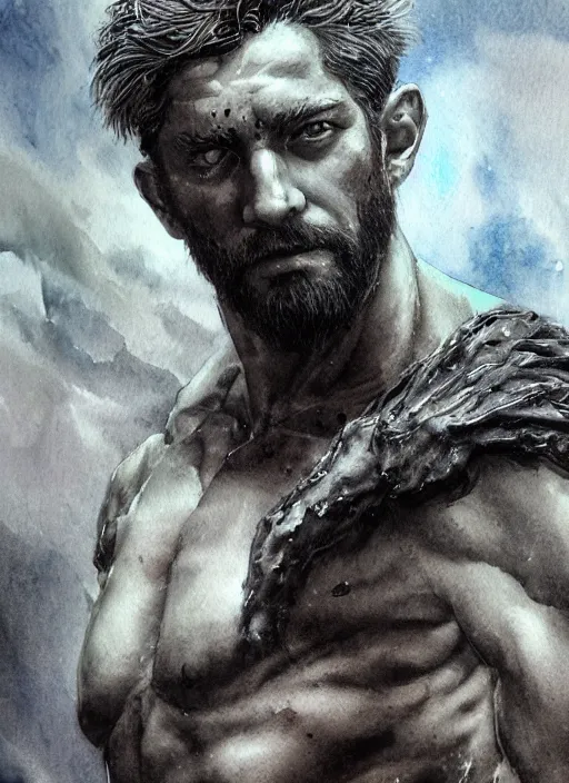 Image similar to portrait, Poseidon, watercolor, dramatic lighting, cinematic, establishing shot, extremly high detail, foto realistic, cinematic lighting, pen and ink, intricate line drawings, by Yoshitaka Amano, Ruan Jia, Kentaro Miura, Artgerm, post processed, concept art, artstation, matte painting, style by eddie mendoza, raphael lacoste, alex ross