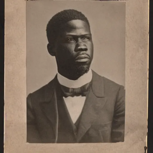 Prompt: photograph of kevin hart, male, 1 9 0 0 s, 1 9 1 0 s, grainy, slightly blurry, faded, realistic face